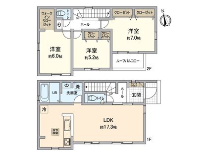 八王子台町4丁目 新築戸建1号棟 間取図(平面図)