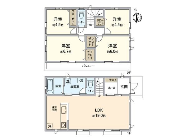 八王子市上壱分町 新築戸建 A号棟 間取図(平面図) 八王子市上壱分町 新築戸建 A号棟 間取図(平面図)