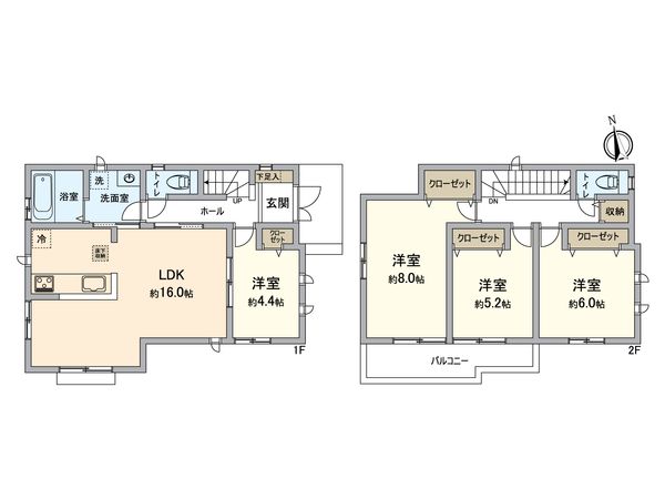 八王子市上壱分町 新築戸建 B号棟 間取図(平面図) 八王子市上壱分町 新築戸建 B号棟 間取図(平面図)