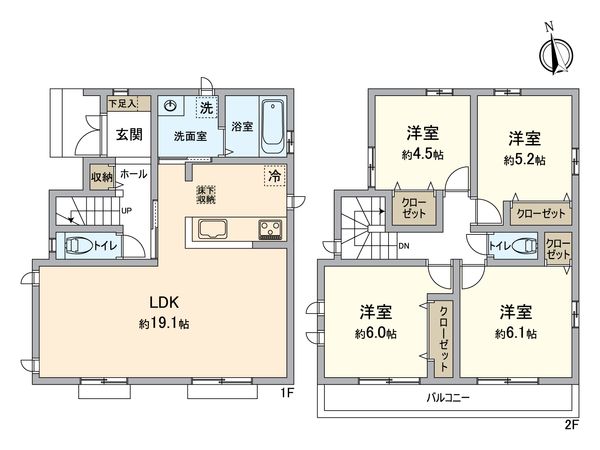 八王子市上壱分町 新築戸建 E号棟 間取図(平面図) 八王子市上壱分町 新築戸建 E号棟 間取図(平面図)