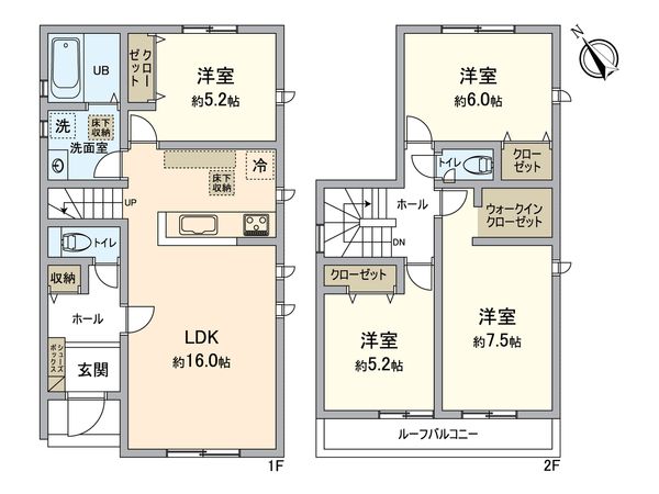 八王子市川口町 新築戸建2号棟 間取図(平面図) 八王子市川口町 新築戸建2号棟 間取図(平面図)