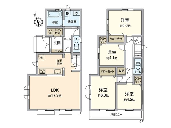 八王子市上壱分町 新築戸建 F号棟 間取図(平面図) 八王子市上壱分町 新築戸建 F号棟 間取図(平面図)