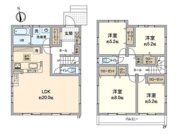 八王子市館町 新築戸建 1号棟 間取図(平面図)