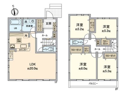 八王子市館町 新築戸建 1号棟 間取図(平面図)