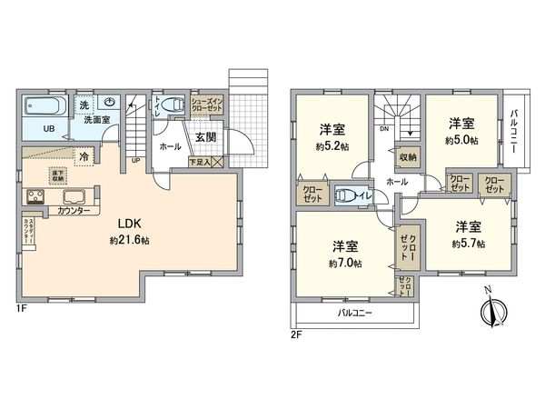 八王子市館町 新築戸建 2号棟 間取図(平面図)