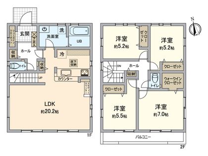 八王子市館町 新築戸建 5号棟 間取図(平面図)