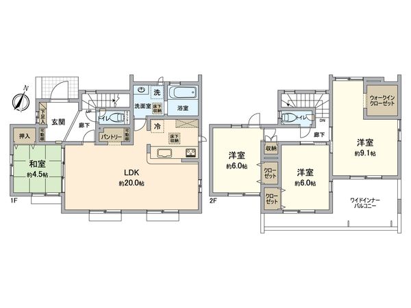 八王子市めじろ台1丁目 新築戸建1号棟 間取図(平面図) 八王子市めじろ台1丁目 新築戸建1号棟 間取図(平面図)