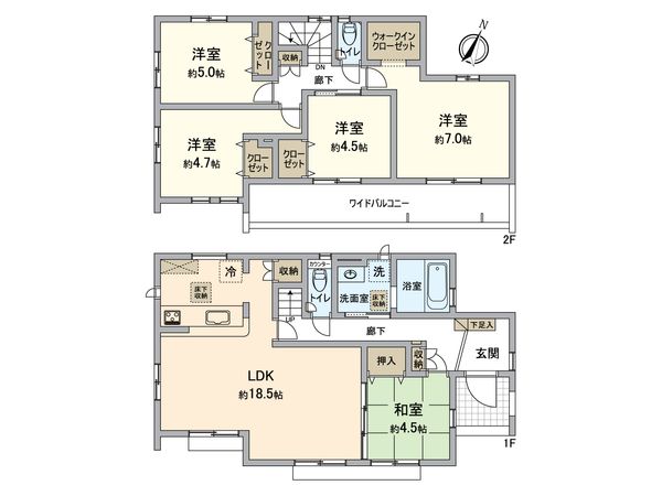 八王子市めじろ台2丁目 新築戸建1号棟 間取図(平面図) 八王子市めじろ台2丁目 新築戸建1号棟 間取図(平面図)