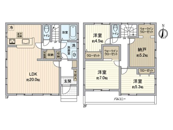 八王子市富士見町 新築戸建1号棟 間取図(平面図)