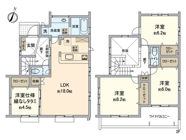 八王子市北野台1丁目 新築戸建1号棟 間取図(平面図) 八王子市北野台1丁目 新築戸建1号棟 間取図(平面図)