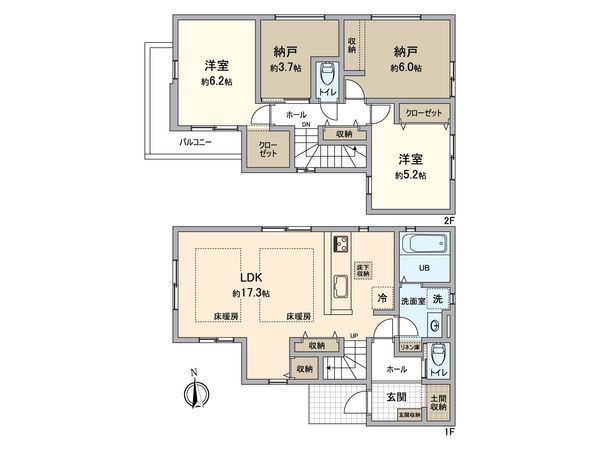日野市平山6丁目 新築戸建 1号棟 間取図(平面図)