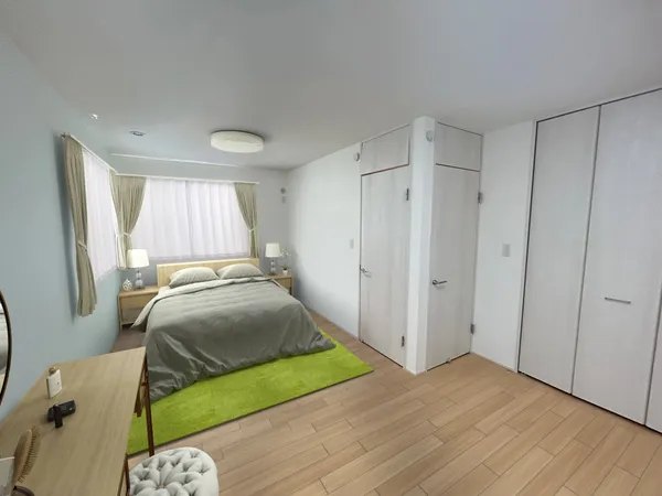 2部屋に変更が可能な間取りです。画像は実際の室内に家具・調度品の配置例をCG合成したものです。家具等は販売価格に含まれません。