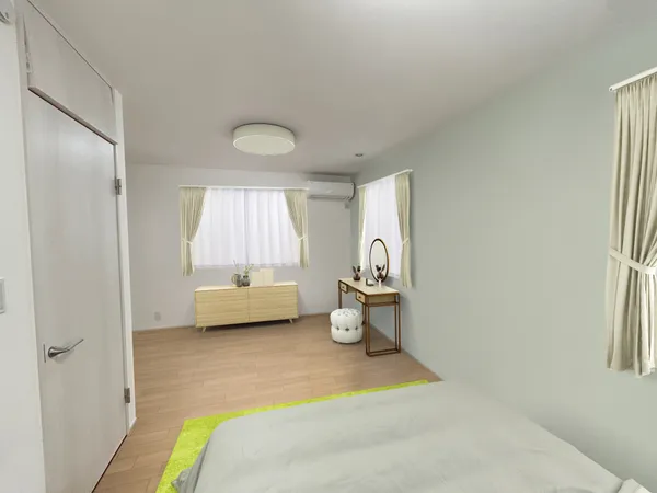 2部屋に変更が可能な間取りです。画像は実際の室内に家具・調度品の配置例をCG合成したものです。家具等は販売価格に含まれません
