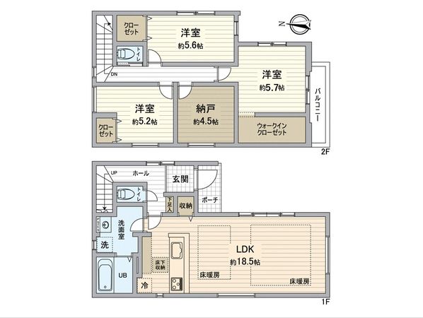 八王子市台町3丁目 新築戸建 2号棟 間取図(平面図) 八王子市台町3丁目 新築戸建 2号棟 間取図(平面図)