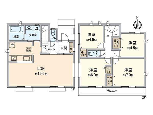 八王子市富士見町 新築戸建A号棟 間取図(平面図)