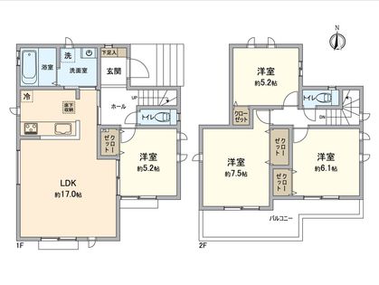 八王子市富士見町 新築戸建B号棟 間取図(平面図)