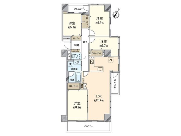 蓮生寺公園通り 三番街6号棟 間取図(平面図)
