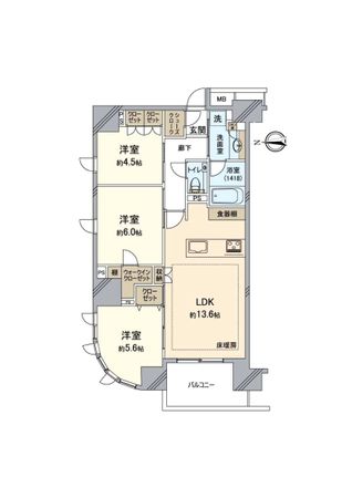 クリオレジダンス八王子ザ・マークス 間取図(平面図)