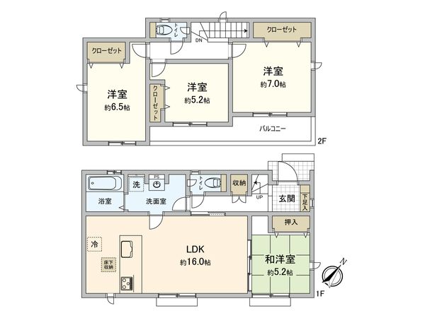 日野市平山4丁目 新築戸建6号棟 間取図(平面図) 間取図(平面図)