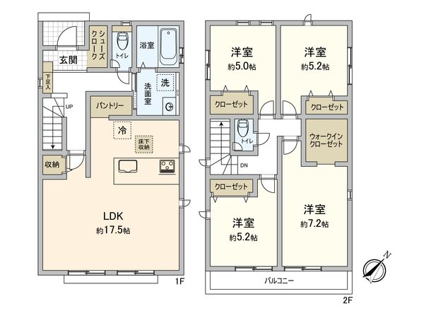 日野市平山4丁目 新築戸建8号棟 間取図(平面図) 間取図(平面図)