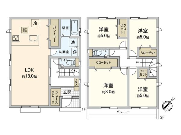 日野市平山4丁目 新築戸建9号棟 間取図(平面図) 間取図(平面図)