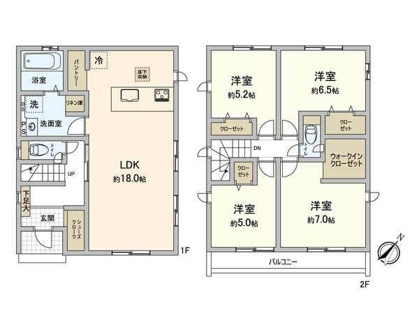 日野市平山4丁目 新築戸建10号棟 間取図(平面図) 間取図(平面図)