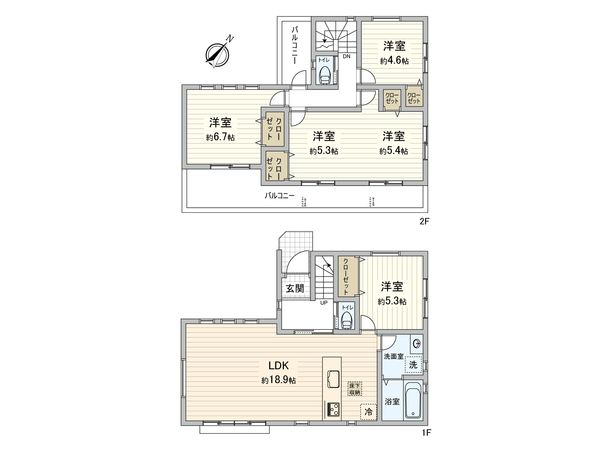 日野市三沢4丁目 新築戸建 間取図(平面図) 間取図(平面図)