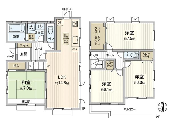 日野市三沢 戸建 間取図(平面図)