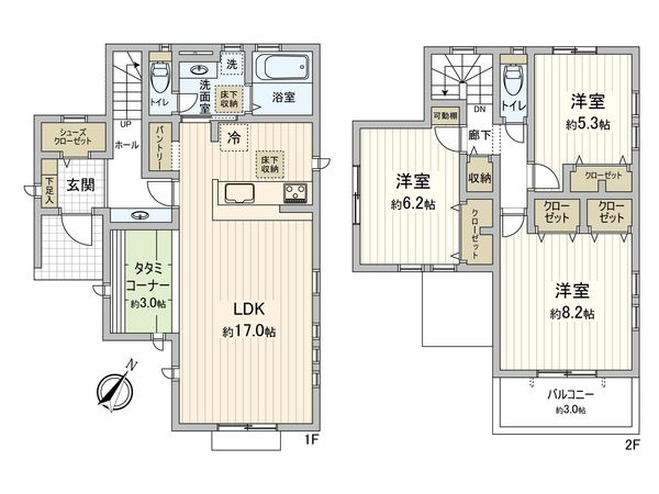 八王子市下柚木2丁目 戸建 間取図(平面図) 八王子市下柚木2丁目 戸建 間取図(平面図)