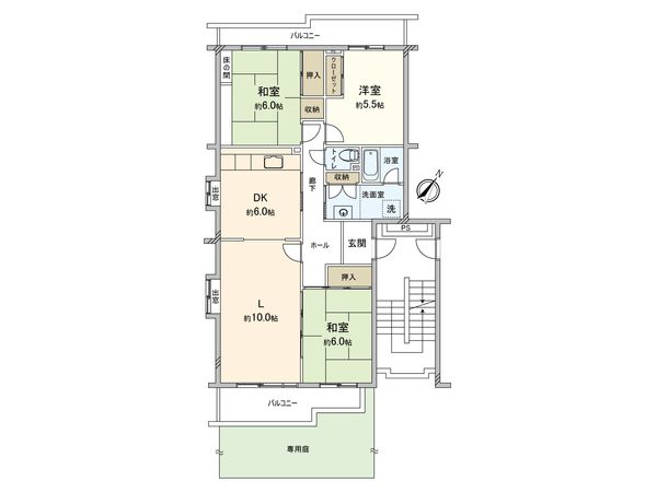 エステート聖ヶ丘2 2-23-1号棟 間取図(平面図) 間取図(平面図)