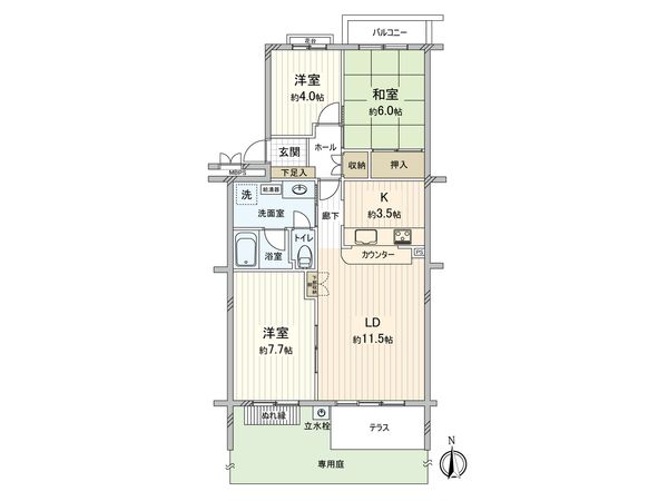 ホームタウン貝取Ⅱ 2-7-2号棟 間取図(平面図) 間取図(平面図)