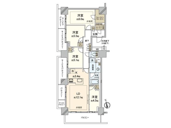 Brillia聖蹟桜ヶ丘BLOOMINGTERRACE 間取図(平面図)