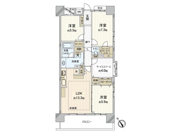 ライオンズ聖蹟桜ヶ丘パシーナ 間取図(平面図)