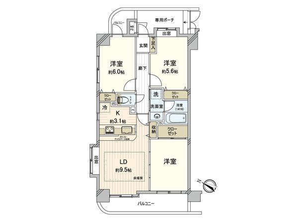 ライオンズマンション京王堀之内第5 間取図(平面図) ライオンズマンション京王堀之内第5 間取図(平面図)
