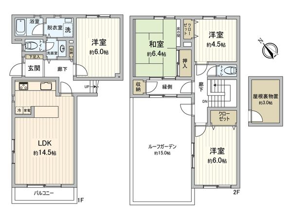多摩ニュータウン エステート鶴牧5 5-34-4号棟 間取図(平面図)