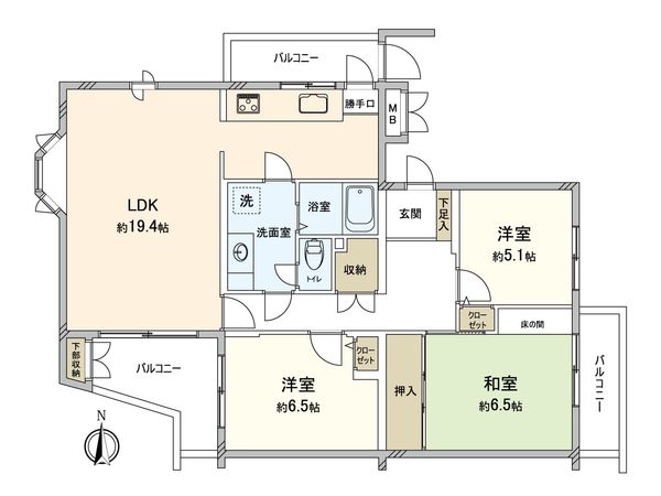グリーンメゾン鶴牧 間取図(平面図)