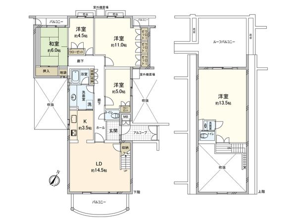 ベルコリーヌ南大沢5-11 1号棟 間取図(平面図)