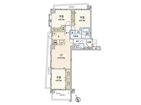 キャッスルマンション永山 間取図(平面図)