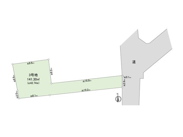 三鷹市牟礼1丁目 土地 3号地 区画図 三鷹市牟礼1丁目 土地 3号地 区画図