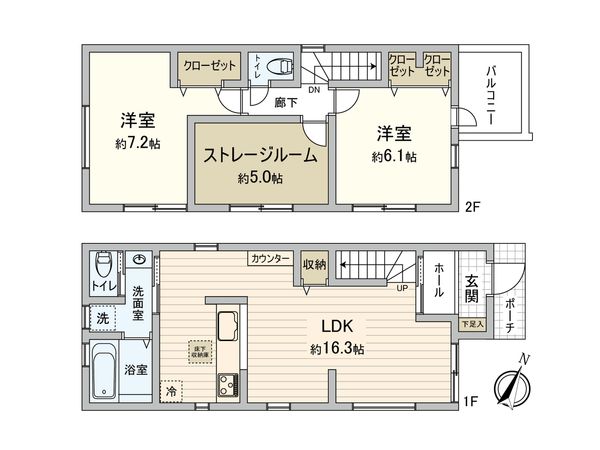 西東京市下保谷3丁目 新築戸建 1号棟 間取図(平面図) 西東京市下保谷3丁目 新築戸建 1号棟 間取図(平面図)