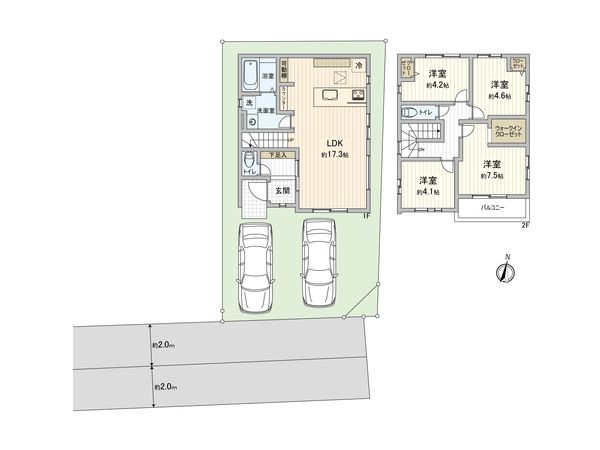 三鷹市牟礼5丁目 戸建 2号棟 間取図(平面図) 間取図(平面図)