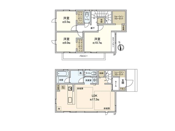 三鷹市牟礼1丁目 戸建 2号棟 間取図(平面図) 三鷹市牟礼1丁目 戸建 2号棟 間取図(平面図)