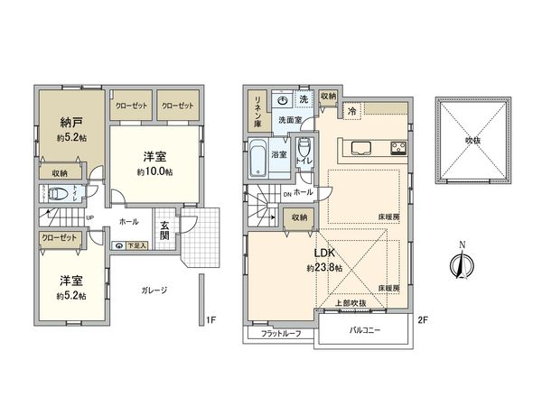 三鷹市新川6丁目戸建 2号棟 間取図(平面図) 三鷹市新川6丁目戸建 2号棟 間取図(平面図)