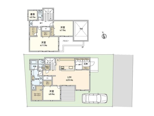 杉並区松庵1丁目 戸建 間取図(平面図) 杉並区松庵1丁目 戸建 間取図(平面図)