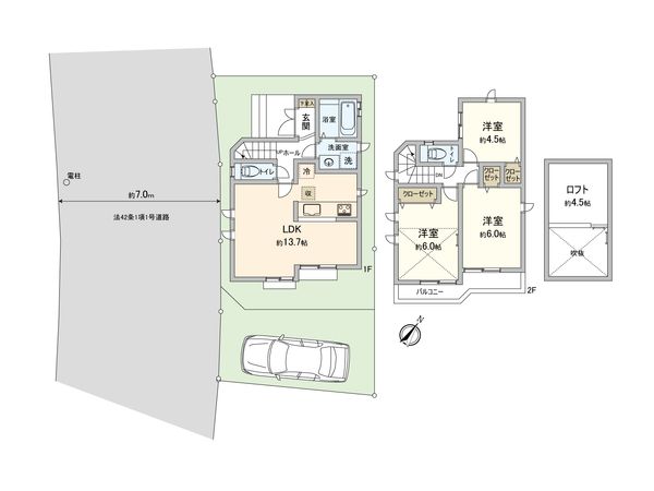 調布市深大寺東町6丁目 1号棟 間取図(平面図) 調布市深大寺東町6丁目 1号棟 間取図(平面図)