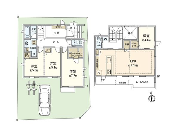 三鷹市下連雀1丁目 戸建 7号棟 間取図(平面図) 三鷹市下連雀1丁目 戸建 7号棟 間取図(平面図)