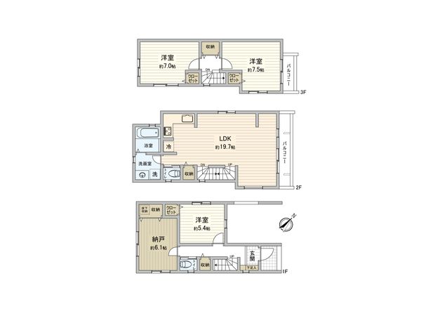 三鷹市牟礼6丁目 戸建 2号棟 間取図(平面図) 三鷹市牟礼6丁目 戸建 2号棟 間取図(平面図)