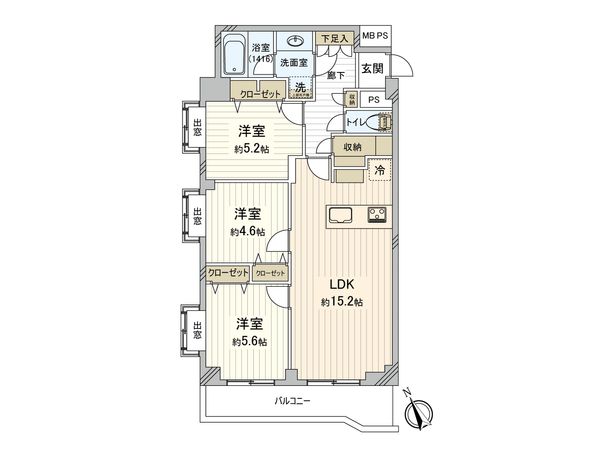 藤和吉祥寺マンションハイツ扇山 間取図(平面図)