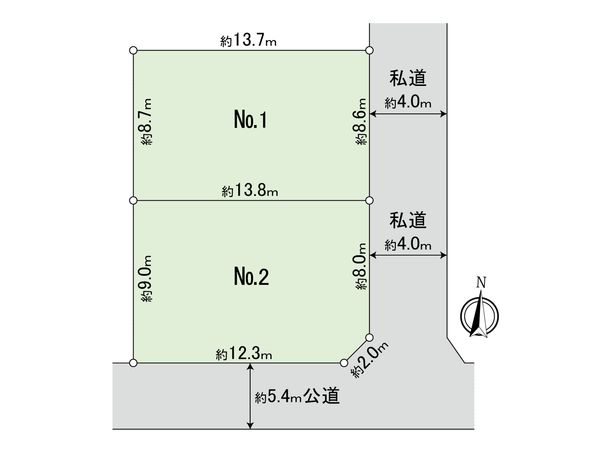国立市中2丁目 土地 NO1 区画図 国立市中2丁目 土地 NO1 区画図