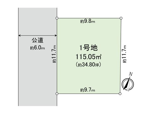 高木町1丁目 1号地 区画図 高木町1丁目 1号地 区画図